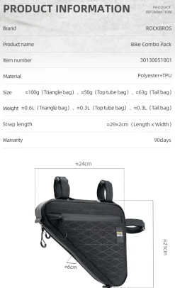 ROCKBROS Bicycle Combination Bags Set Cycling Top Tube/Triangle/Saddle Bags Set