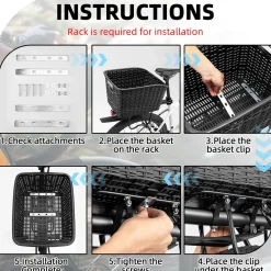 ROCKBROS Bike Basket Rear Durable 30L Lightweight Cargo Basket Easy to Install
