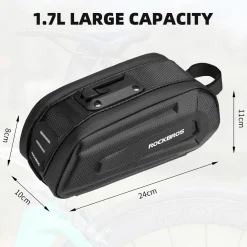 ROCKBROS Bike Bicycle 1.7L Saddle Seat Bag 3D Hard Shell with Silver Reflective Strip
