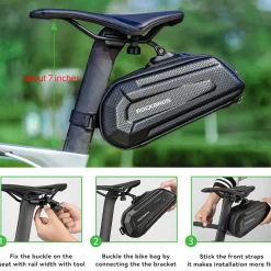 ROCKBROS Bike Bicycle 1.7L Saddle Seat Bag 3D Hard Shell with Silver Reflective Strip