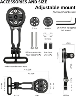 ROCKBROS Bike Computer Mount Out-Front Aluminum Integrated Bicycle Cycling Computer Mount