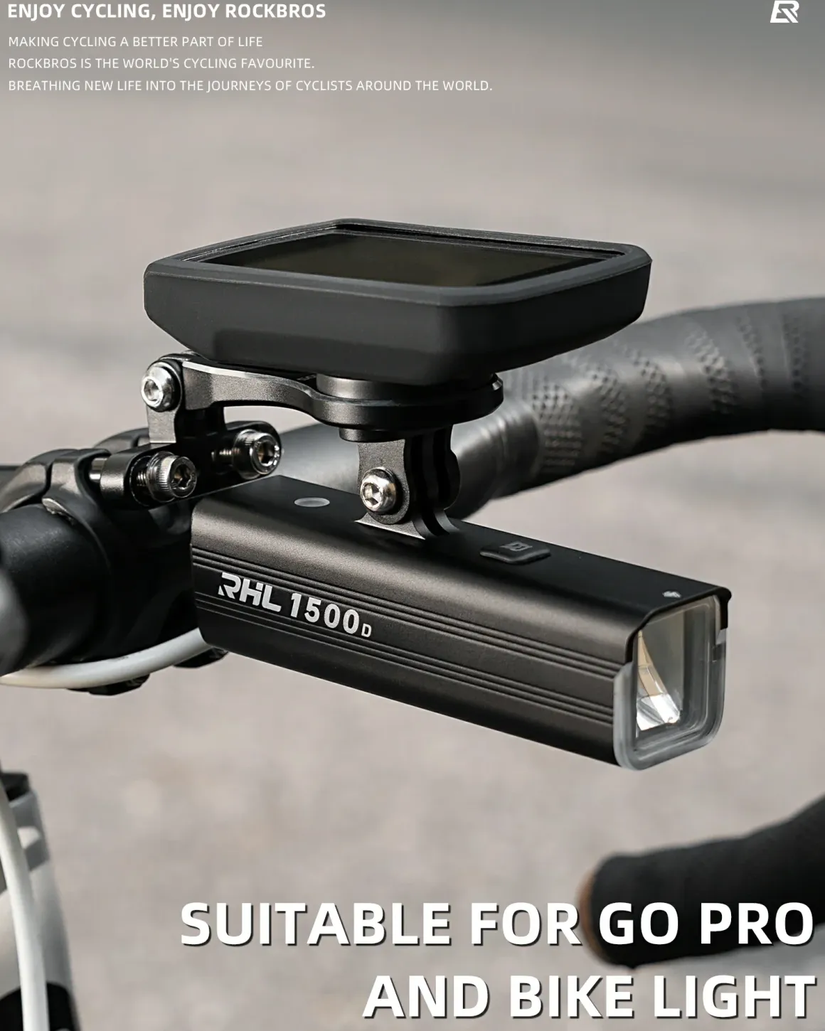 ROCKBROS Bike Computer Mount Out-Front Aluminum Integrated Bicycle Cycling Computer Mount