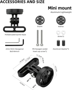 ROCKBROS Bike Computer Mount Out-Front Aluminum Integrated Bicycle Cycling Computer Mount