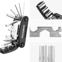 ROCKBROS Bike Foldable Repair Kit 16-in-1 Multi-Function Portable Allen Wrench and Tire Lever