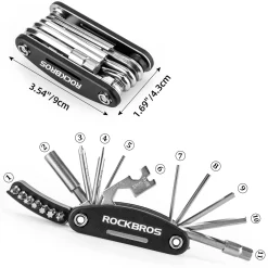 ROCKBROS Bike Foldable Repair Kit 16-in-1 Multi-Function Portable Allen Wrench and Tire Lever
