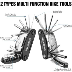 ROCKBROS Bike Foldable Repair Kit 16-in-1 Multi-Function Portable Allen Wrench and Tire Lever
