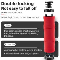 ROCKBROS Bike Grips Shock Absorption Foam Bike Handle Grips Soft Comfortable Non-Slip Double Locked on