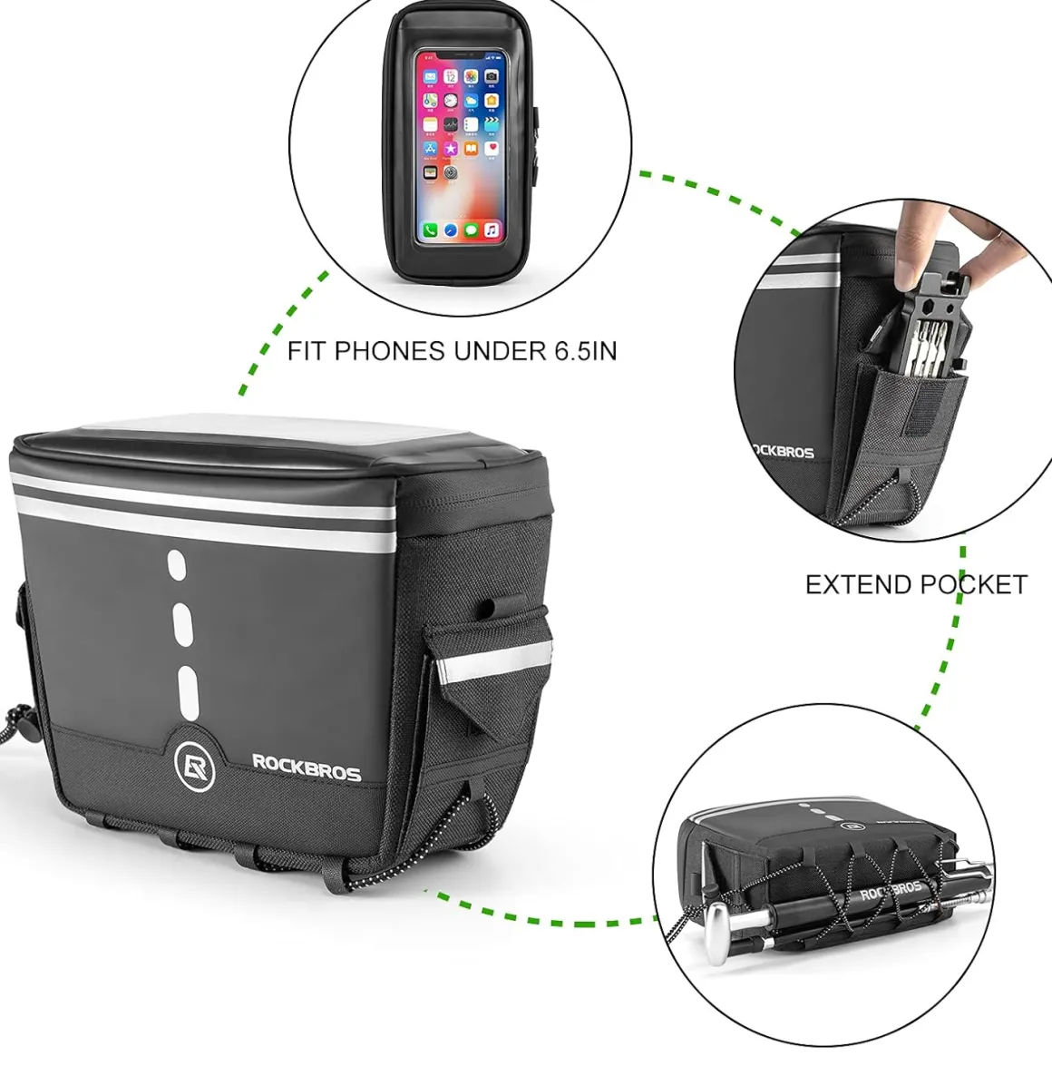 ROCKBROS Bike Handlebar Bag Bicycle Front Storage Bags