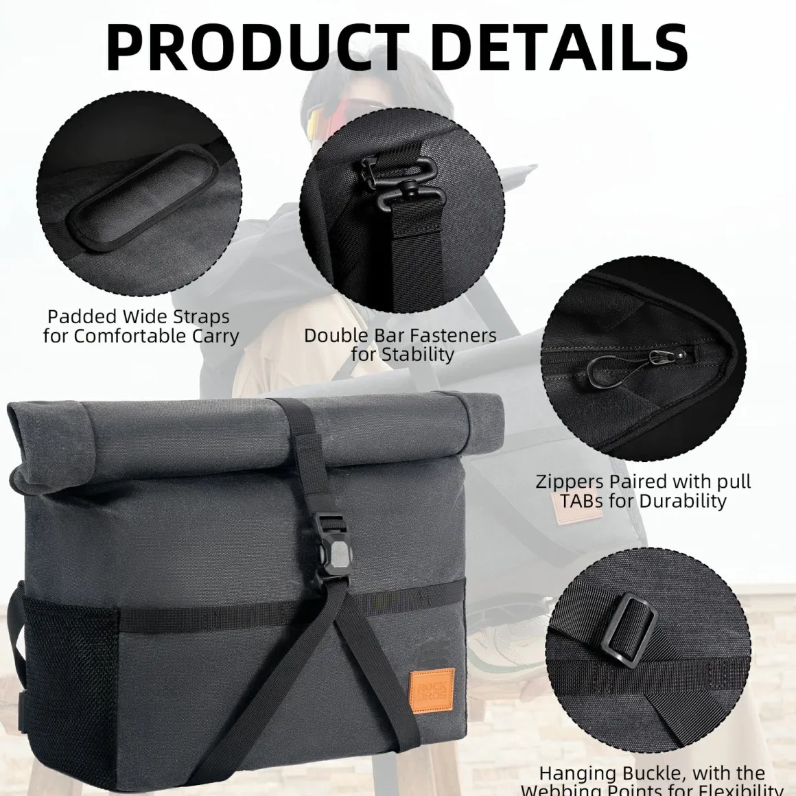 ROCKBROS Bike Handlebar Folding Bike Bag Bike Accessories Bike Storage 8L-10L