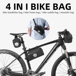 ROCKBROS Bike Handlebar Front Frame Bag with Removable Shoulder Strap for Cycling