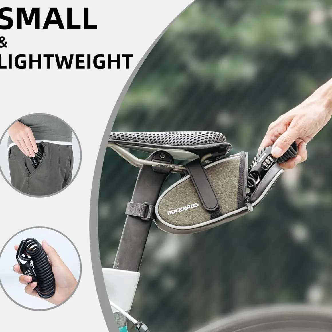 ROCKBROS Bike Lock Cable Combination Bicycle Lock - 6FT Long, Portable, Anti-Theft