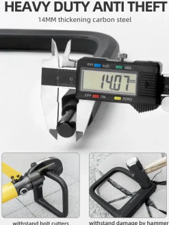 ROCKBROS Bike Lock Set Heavy Duty Bike U Lock with 4 Ft Security Steel Cable