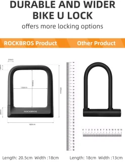 ROCKBROS Bike Lock Set Heavy Duty Bike U Lock with 4 Ft Security Steel Cable