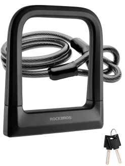 ROCKBROS Bike Lock Set Heavy Duty Bike U Lock with 4 Ft Security Steel Cable