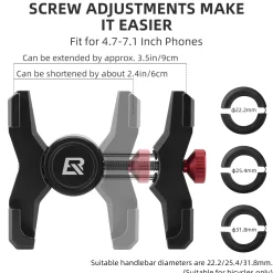 ROCKBROS Bike Phone Holder, Aluminum Handlebar Mount for 4.7-7.1