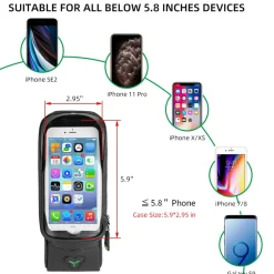 ROCKBROS Bike Phone Mount Bag Waterproof Bike Phone Front Frame Bag under 5.8"/ 6.5"