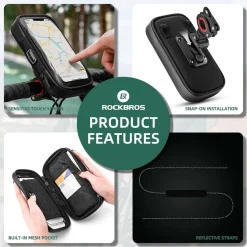 ROCKBROS Bike Phone Mount Bag 270°Rotatable Quick Release Bike Phone Holder Handlebar Bag