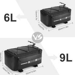 ROCKBROS Bike Rack Bag Saddle Pannier Bag Waterproof 6L or 9L