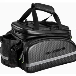 ROCKBROS Bike Rack Bag Waterproof Carbon Leather Rear Seat Cargo Pack 34L
