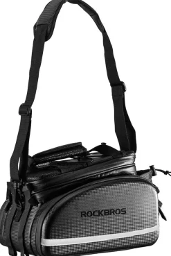 ROCKBROS Bike Rack Bag Waterproof Carbon Leather Rear Seat Cargo Pack 34L