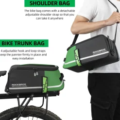 ROCKBROS Bike Rear Rack Bag Reflective Bicycle Saddle Bag Cycling Luggage Panniers with Shoulder Straps