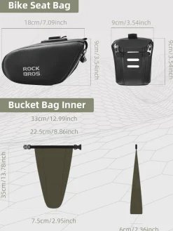 ROCKBROS Bike Saddle Bag, Bike Seat Bag With Bucket Quick Release 0.8-1.3L