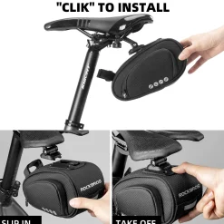 ROCKBROS Bike Saddle Bag Under Seat with Adjustable Mounting, Large Storage Pouch