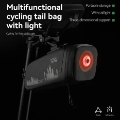 ROCKBROS Bike Saddle Bag Waterproof with Brake Sensor Tail Light