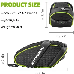 ROCKBROS Bike Seat Bag with LED Light, Waterproof, 3D Shell, and Rain Cover