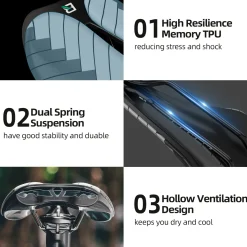 ROCKBROS Bike Seat Bicycle Saddle Comfortable Memory TPU Cushion