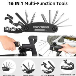 ROCKBROS Bike Tool Kit with Tire Pump, Multi-Function Tool, Patches, Portable Repair Bag