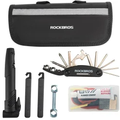 ROCKBROS Bike Tool Kit with Tire Pump, Multi-Function Tool, Patches, Portable Repair Bag