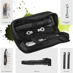 ROCKBROS Bike Tool Kit with Tire Pump, Multi-Function Tool, Patches, Portable Repair Bag