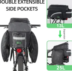 ROCKBROS Bike Trunk Bag 13L-25L Bike Rear Rack Bag