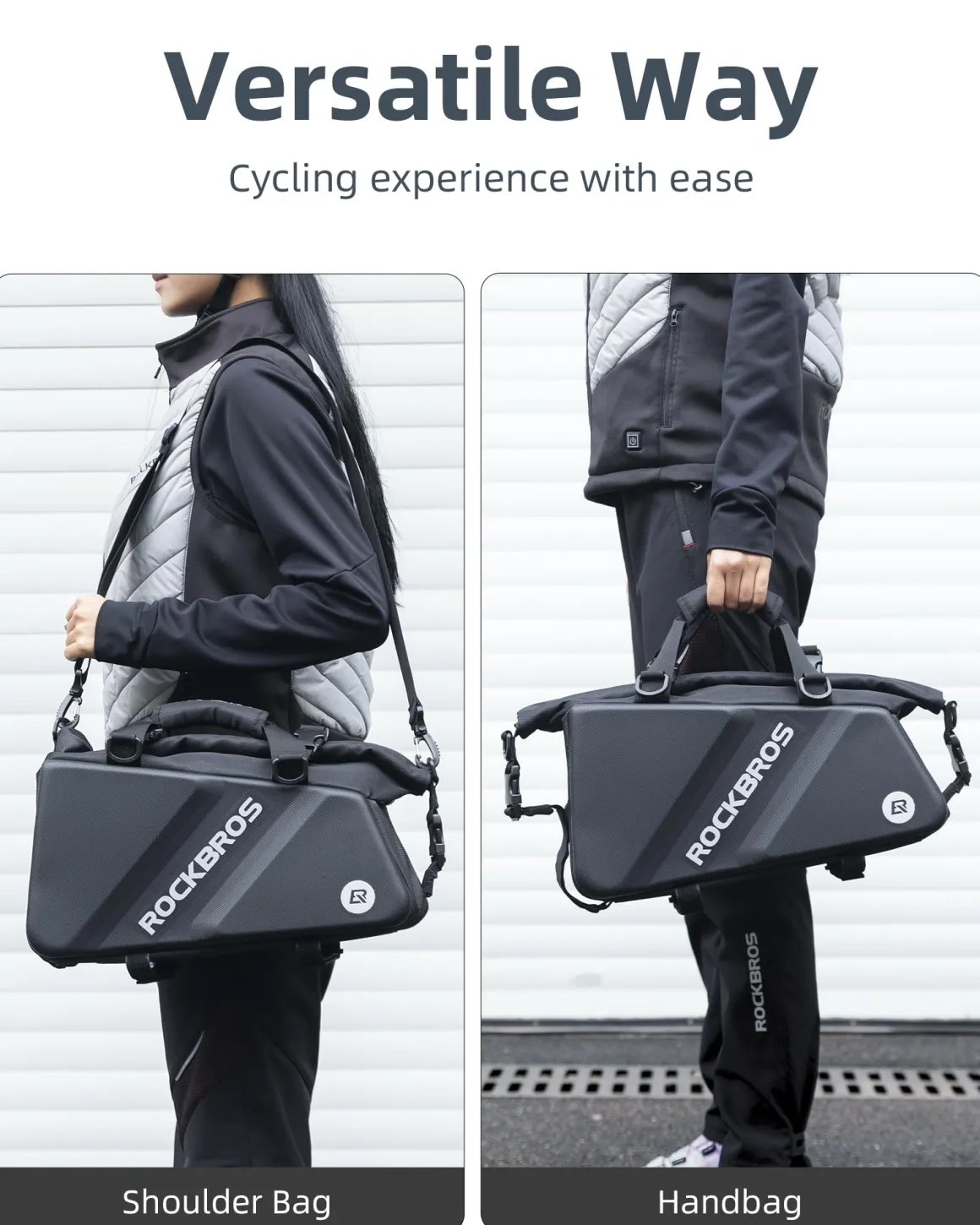 ROCKBROS Bike Trunk Bag Top Expandable Rear Rack Bag, EVA Hard Shell