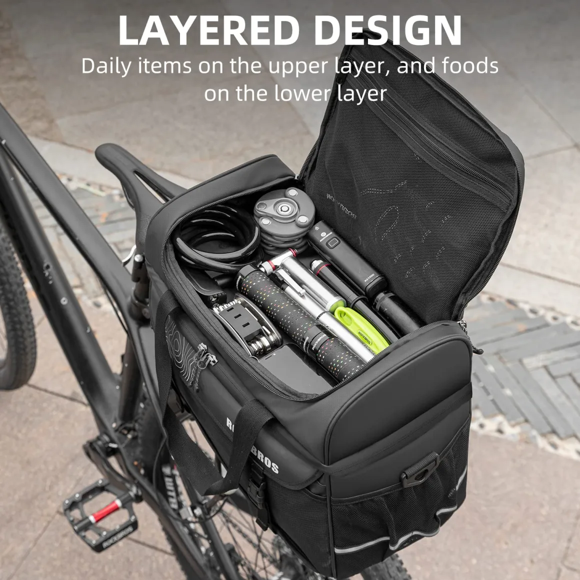 ROCKBROS Bike Trunk Cooler Bag Bicycle Rack Rear Seat Carrier Insulated Panniers 11L