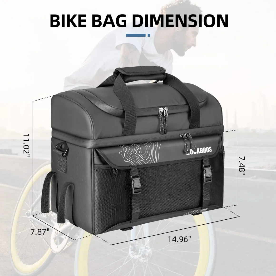 ROCKBROS Bike Trunk Cooler Bag Bicycle Rack Rear Seat Carrier Insulated Panniers 11L