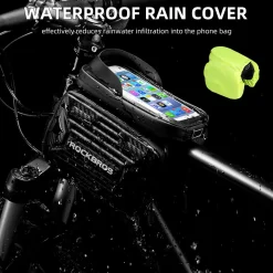 ROCKBROS Bike Waterproof Front Frame Pouch Top Tube Handlebar Bag Below 6.2”/5.8”