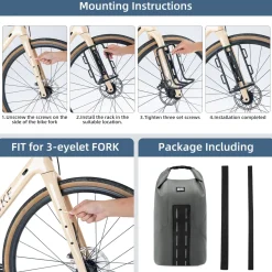 ROCKBROS Bike Waterproof 4L Front Fork Bag with Bike Rack