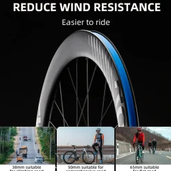 ROCKBROS 700c Carbon Fiber Disc Rim 38/50/65 mm 1.6-1.7 kg Clincher Wheelset
