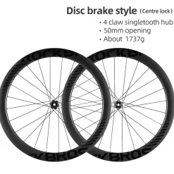 ROCKBROS 700c Carbon Fiber Disc Rim 38/50/65 mm 1.6-1.7 kg Clincher Wheelset