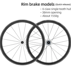 ROCKBROS 700c Carbon Fiber Disc Rim 38/50/65 mm 1.6-1.7 kg Clincher Wheelset