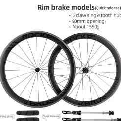 ROCKBROS 700c Carbon Fiber Disc Rim 38/50/65 mm 1.6-1.7 kg Clincher Wheelset
