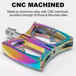 ROCKBROS Colorful MTB Bike Pedals Durable Aluminum Anti-Skid 3 Bearings 9/16" Platform
