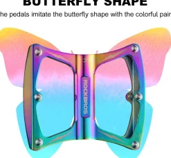 ROCKBROS Colorful MTB Bike Pedals Durable Aluminum Anti-Skid 3 Bearings 9/16