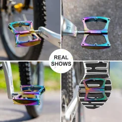 ROCKBROS Colorful MTB Bike Pedals Durable Aluminum Anti-Skid 3 Bearings 9/16