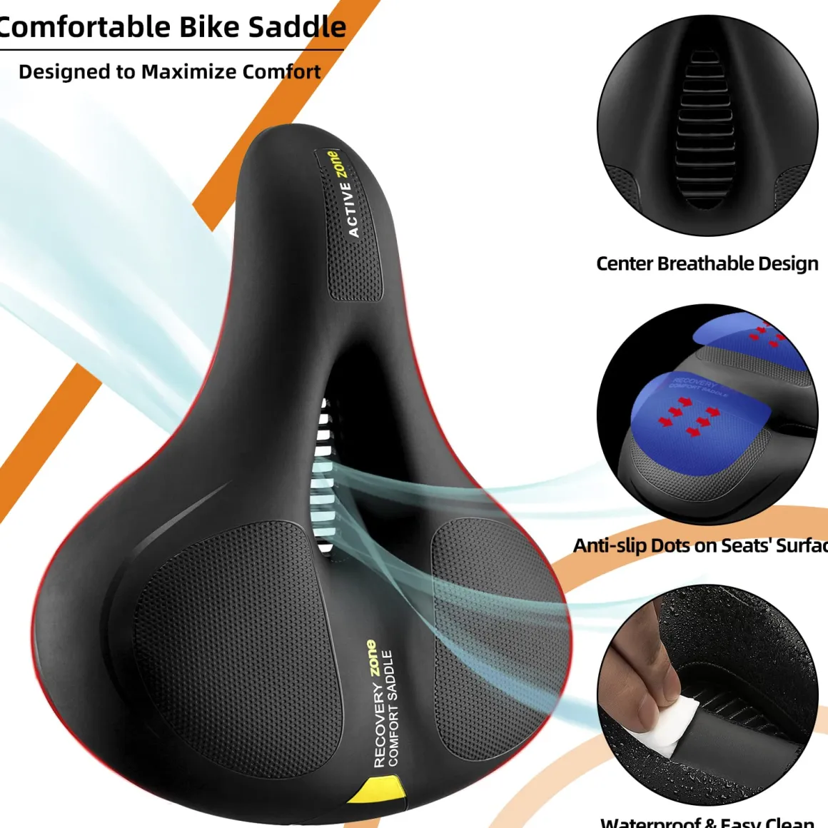 ROCKBROS Comfort Bike Saddle Soft Wide Seat for Men Women with Shock Absorption