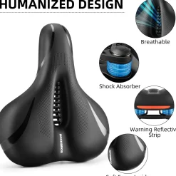 ROCKBROS Comfort Gel Bike Seat Breathable Waterproof Saddle Cruiser/Mountain/Fat Bikes