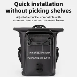 ROCKBROS Convertible Waterproof Bike Rack Bag 18L Adjustable Capacity Backpack Straps