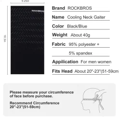 ROCKBROS Cooling Neck Gaiter Face Mask Fishing Scarf Face Cover for Men Women